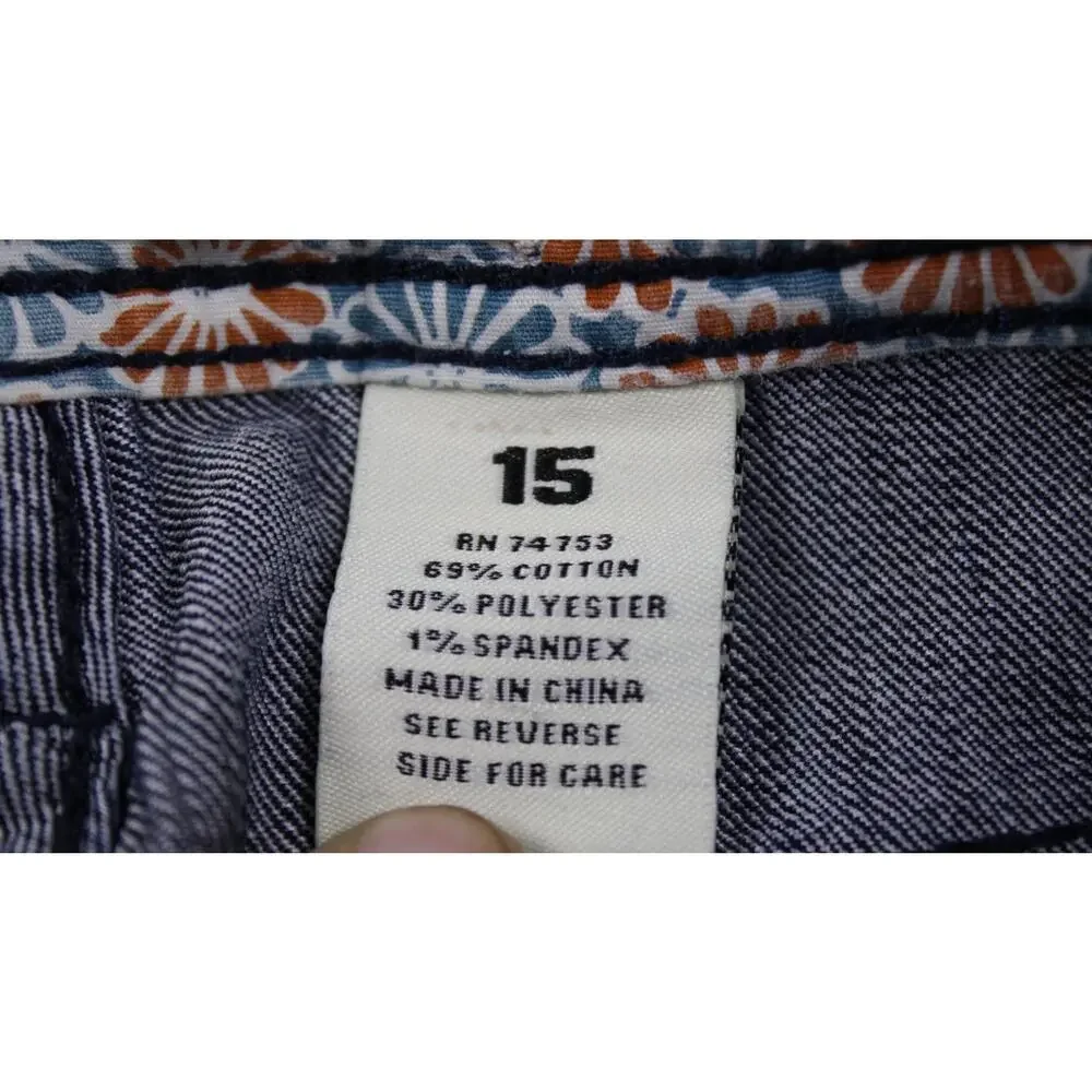 Zanadi Bermuda Shorts Womens Size 15 Blue Denim Stretch Sailor Button Accents